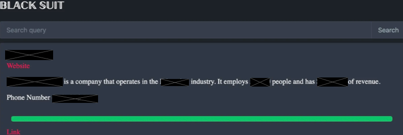 Figure 8: An example of an alleged victim's profile on BlackSuit's leak site 